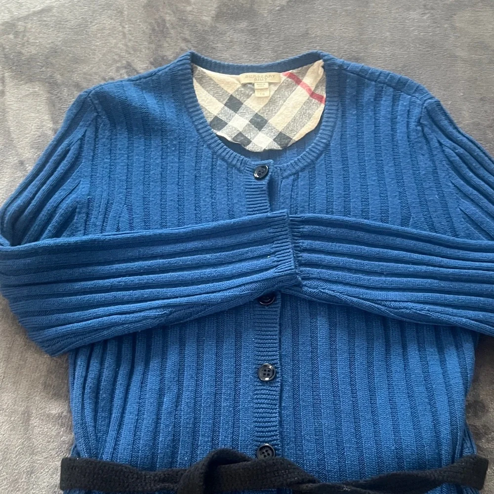 Burberry Royal Blue Ribbed Button-Front Cardigan - Picture 3 of 11